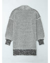 Azura Exchange Gray Plaid Knitted Long Open Front Cardigan - M