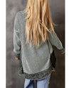 Azura Exchange Gray Plaid Knitted Long Open Front Cardigan - M