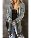 Azura Exchange Gray Plaid Knitted Long Open Front Cardigan - M