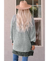 Azura Exchange Gray Plaid Knitted Long Open Front Cardigan - M