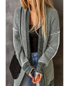 Azura Exchange Gray Plaid Knitted Long Open Front Cardigan - M