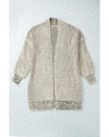 Apricot Plaid Knitted Long Open Front Cardigan - M