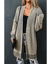 Apricot Plaid Knitted Long Open Front Cardigan - M
