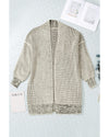 Apricot Plaid Knitted Long Open Front Cardigan - M