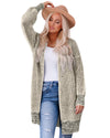 Apricot Plaid Knitted Long Open Front Cardigan - M