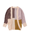Brown Color Block Loose Open Front Knitted Cardigan - S
