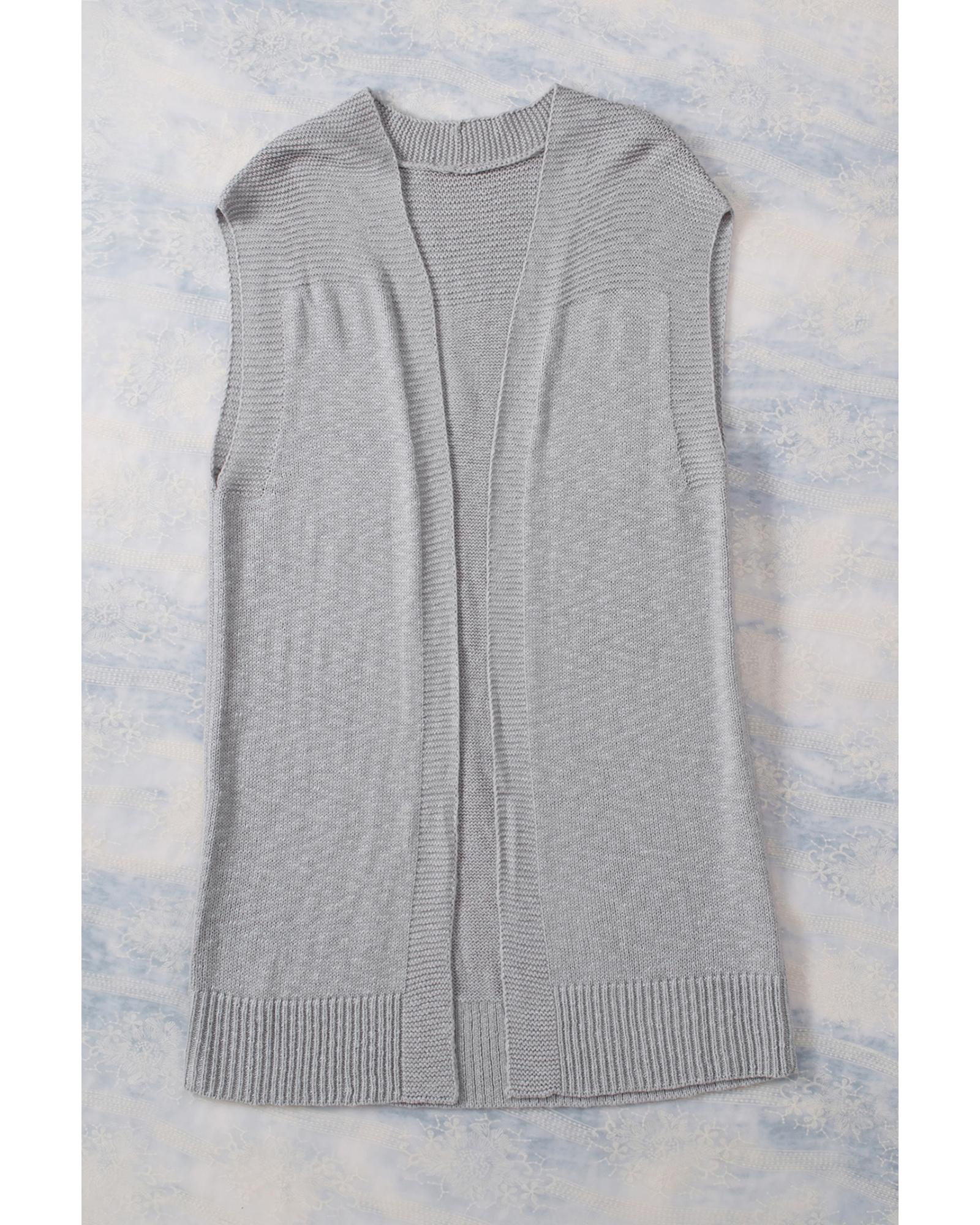 Gray Basic Vest Cardigan Sweater - M