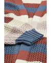 Blue Striped Color Block Hollowed Knit Cardigan - 2XL