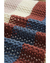 Blue Striped Color Block Hollowed Knit Cardigan - L