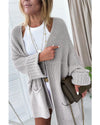 Gray Oversized Fold Over Sleeve Sweater Cardigan - M