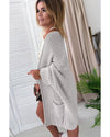 Gray Oversized Fold Over Sleeve Sweater Cardigan - M