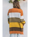 Open Front Pocketed Colorblock Cardigan - XL