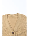 Azura Exchange Beige Front Pockets Buttons Textured Cardigan - 2XL