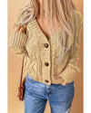 Azura Exchange Beige Front Pockets Buttons Textured Cardigan - 2XL