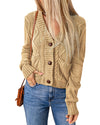 Azura Exchange Beige Front Pockets Buttons Textured Cardigan - 2XL