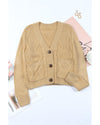 Azura Exchange Beige Front Pockets Buttons Textured Cardigan - 2XL