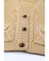 Azura Exchange Beige Front Pockets Buttons Textured Cardigan - XL
