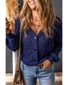 Blue Lightweight Buttoned Front Crochet Cardigan - XL