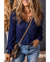 Blue Lightweight Buttoned Front Crochet Cardigan - XL