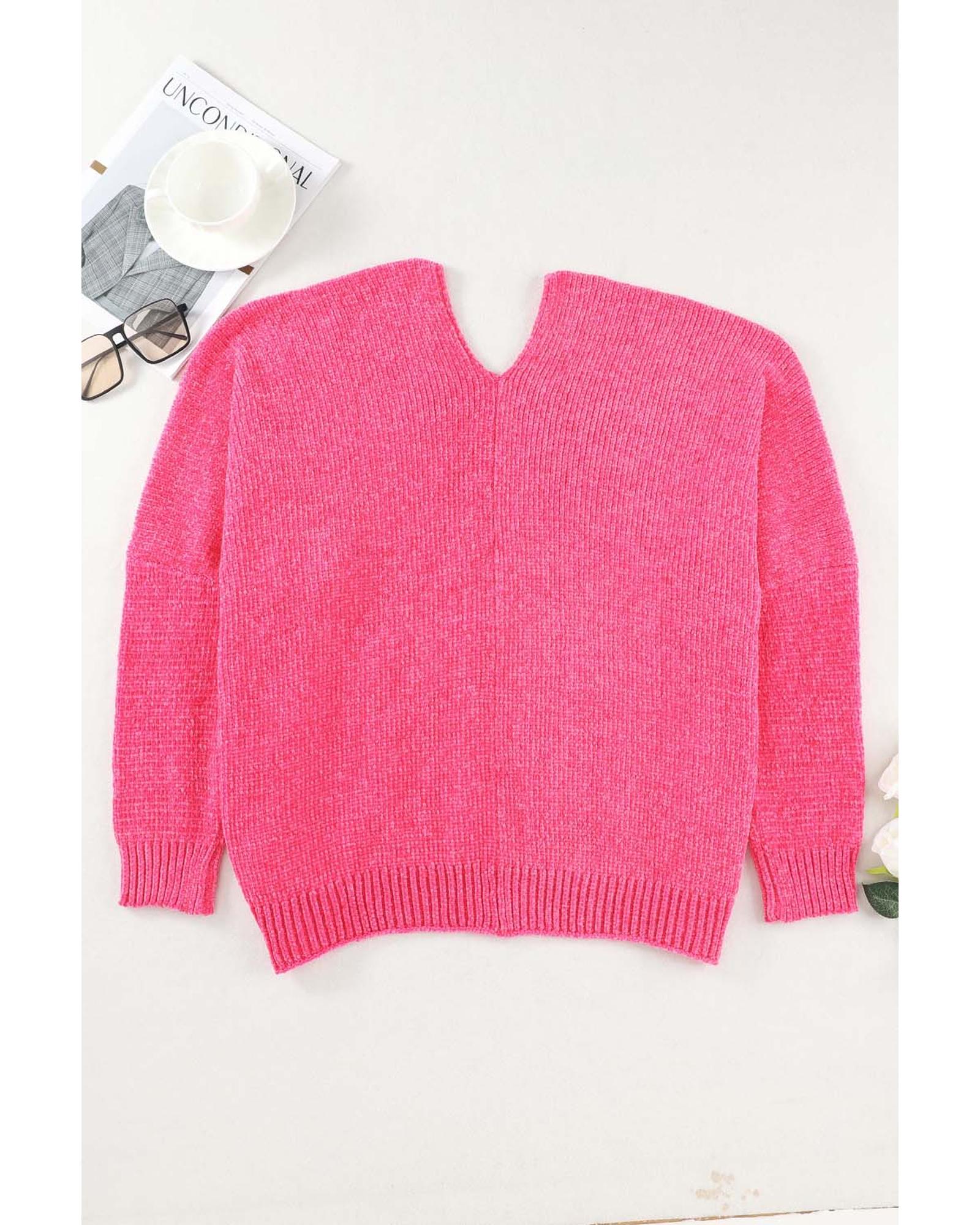 Rose Buttons Front Pocketed Sweater Cardigan - 2XL