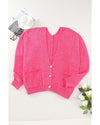 Rose Buttons Front Pocketed Sweater Cardigan - 2XL