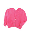 Rose Buttons Front Pocketed Sweater Cardigan - L