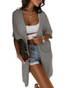 Gray Dolman Half Sleeve Pocketed Long Cardigan - L