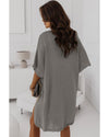 Gray Dolman Half Sleeve Pocketed Long Cardigan - L