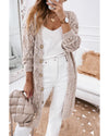 Azura Exchange Khaki Hollow-out Openwork Knit Cardigan - XL