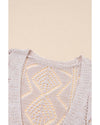 Azura Exchange Khaki Hollow-out Openwork Knit Cardigan - XL