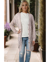 Azura Exchange Khaki Hollow-out Openwork Knit Cardigan - XL