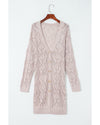 Azura Exchange Khaki Hollow-out Openwork Knit Cardigan - XL