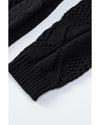 Azura Exchange Black Hollow-out Openwork Knit Cardigan - 2XL