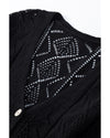 Azura Exchange Black Hollow-out Openwork Knit Cardigan - 2XL