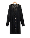 Azura Exchange Black Hollow-out Openwork Knit Cardigan - 2XL