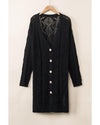 Azura Exchange Black Hollow-out Openwork Knit Cardigan - 2XL