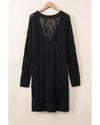 Azura Exchange Black Hollow-out Openwork Knit Cardigan - 2XL