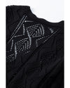 Azura Exchange Black Hollow-out Openwork Knit Cardigan - 2XL