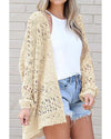 Apricot Casual Hollowed Knit Dolman Sleeve Cardigan - M