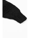 Black Casual Hollowed Knit Dolman Sleeve Cardigan - M