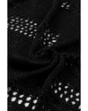 Black Casual Hollowed Knit Dolman Sleeve Cardigan - M
