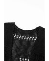 Black Casual Hollowed Knit Dolman Sleeve Cardigan - M