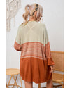 Azura Exchange Brown Pompom Color Block Open Front Cardigan - M