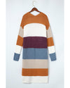Azura Exchange Multicolor Colorblock Open Front Long Knit Cardigan - M