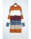 Azura Exchange Multicolor Colorblock Open Front Long Knit Cardigan - M
