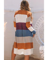 Azura Exchange Multicolor Colorblock Open Front Long Knit Cardigan - M