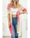 Azura Exchange Pink Ribbed Short Sleeve Ombre Eyelet Knitted Cardigan - M