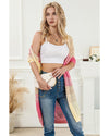 Azura Exchange Pink Ribbed Short Sleeve Ombre Eyelet Knitted Cardigan - M