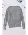 Gray Black/Pink/Gray/Khaki/Apricot  Wrap V Neck Waffle Sweater - 2XL