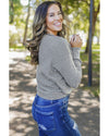 Gray Black/Pink/Gray/Khaki/Apricot  Wrap V Neck Waffle Sweater - 2XL